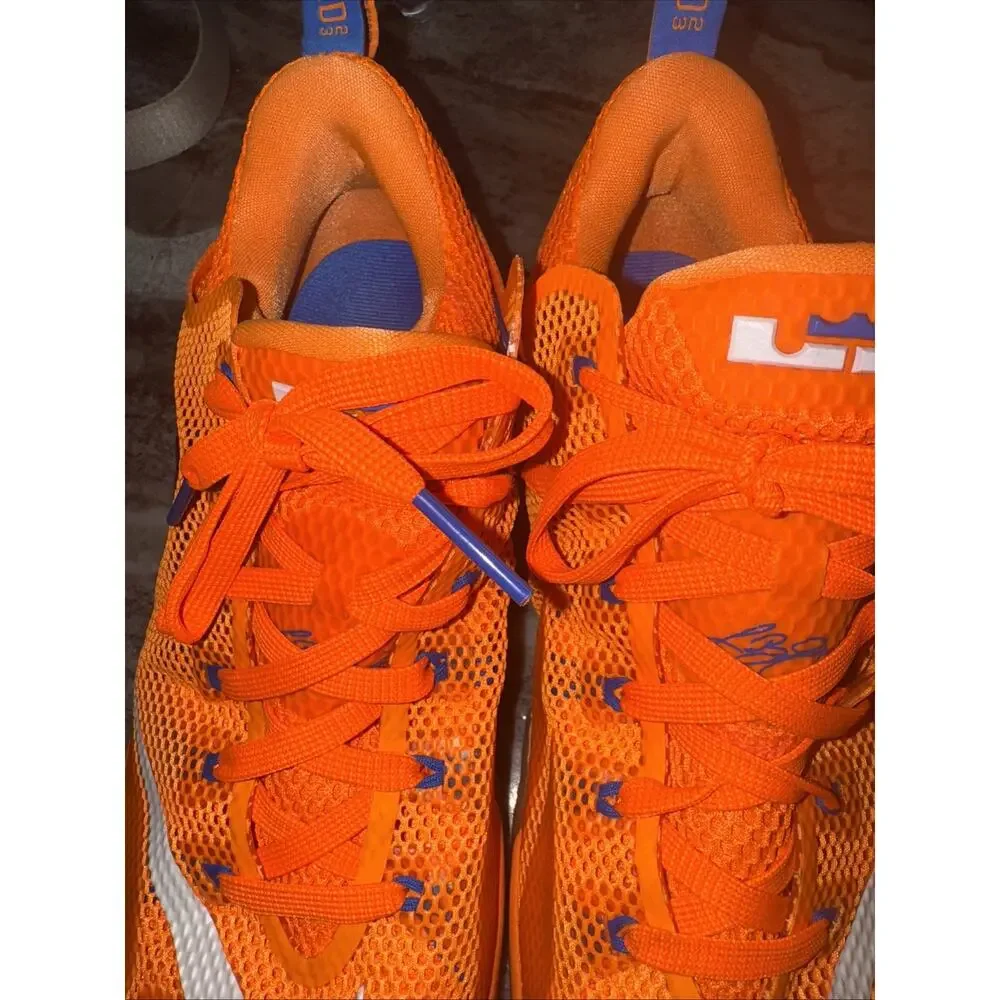 Nike LeBron 12 Low Cavs JAMES NBA BASKETBALL SHOES ORANGE BLUE RARE 11.5 (SRA)
